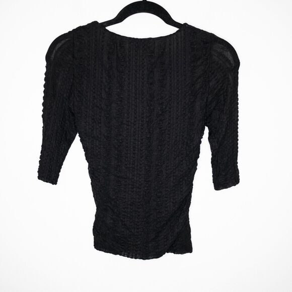 Ganni Ruched Stretch Lace Top Black Sweetheart Neckline Whimsigoth SZ 6 US - Picture 4 of 8